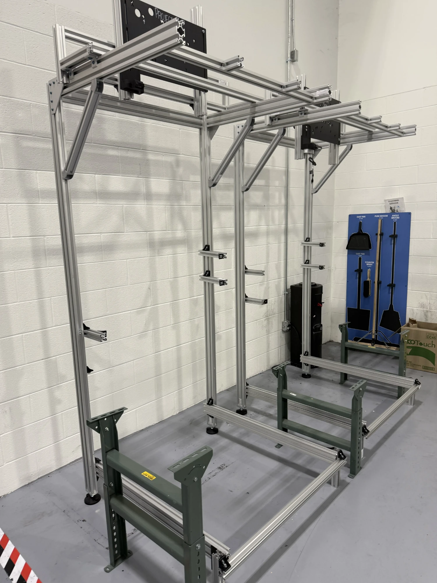 Aluminum extrusion workstation frame under construction
